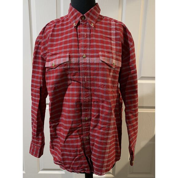 Roper Western Men’s Size Medium Long Sleeve Button up Red/Blue/White Shirt - Picture 1 of 5